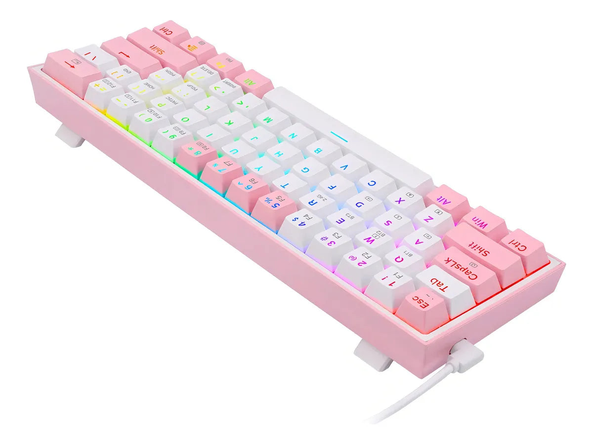 TECLADO MECANICO REDRAGON K616-RGB FIZZ PRO 60% / SWITCH RED / BLANCO - ROSA