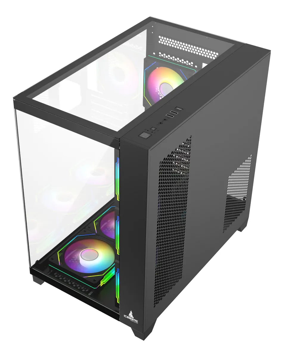 CHASIS ICEBERG CRYSTAL CUBE 7FANS ARGB BLACK / ATX, MICRO ATX, MINI ITX - SOPORTA TARJETAS GRÁFICAS DE HASTA 410MM