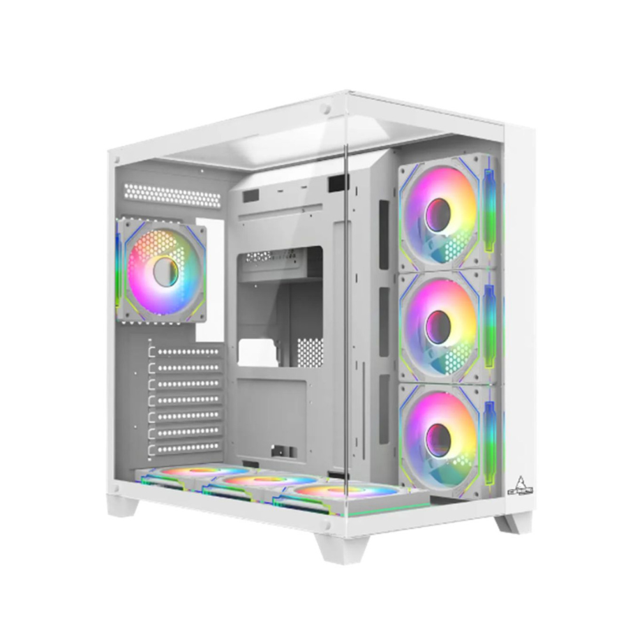 CHASIS ICEBERG CRYSTAL CUBE 7FANS ARGB WHITE / ATX, MICRO ATX, MINI ITX