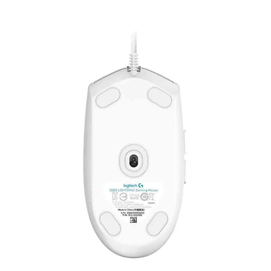 Mouse Logitech G203 White / Gamer Alámbrico / 8,000 DPI / RGB LIGHTSYNC / 6 Botones