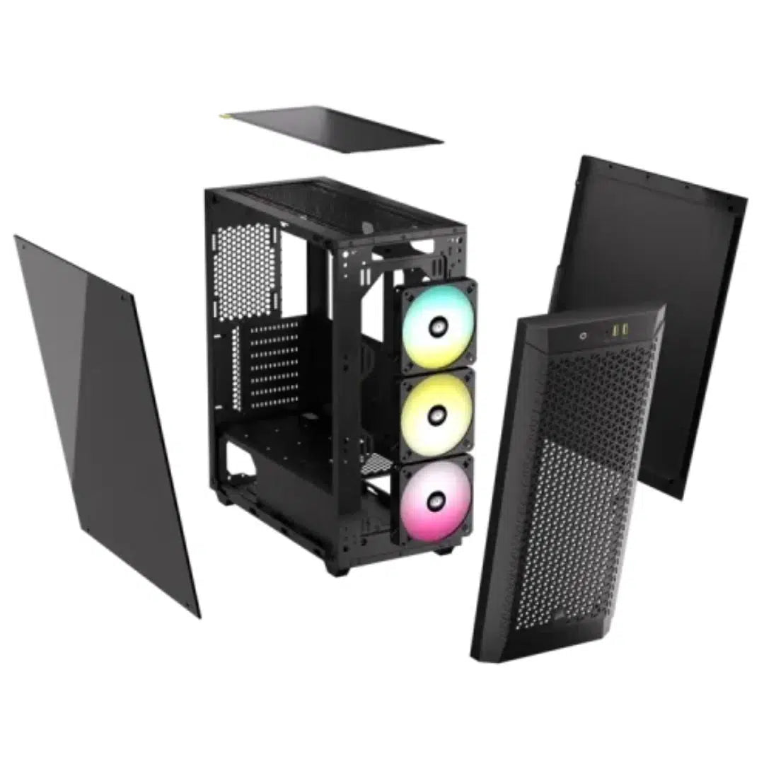 Chasis Corsair 480T RGB / Mid Tower / 3 Ventiladores ARGB / Vidrio Templado / Black