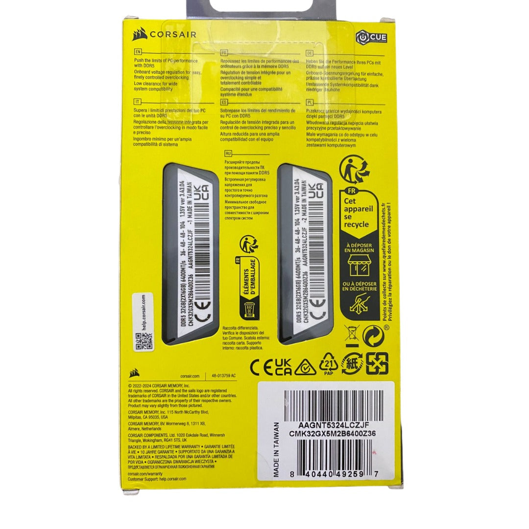 MEMORIA RAM CORSAIR VENGEANCE DDR5 32GB (16x2)