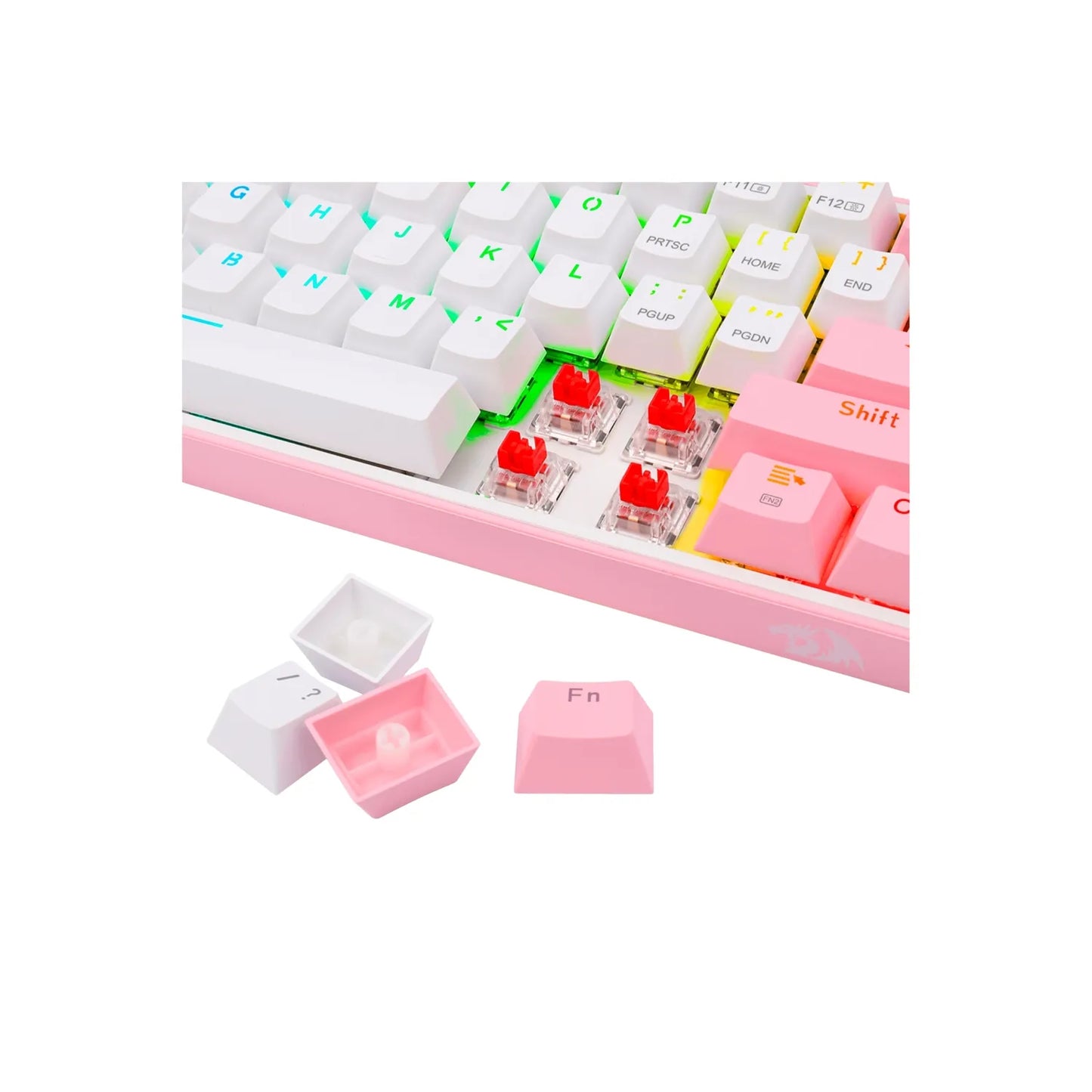 Teclado Mecánico Redragon K616-RGB-SP WP Fizz Pro 60% / Switch Red / Blanco-Rosa
