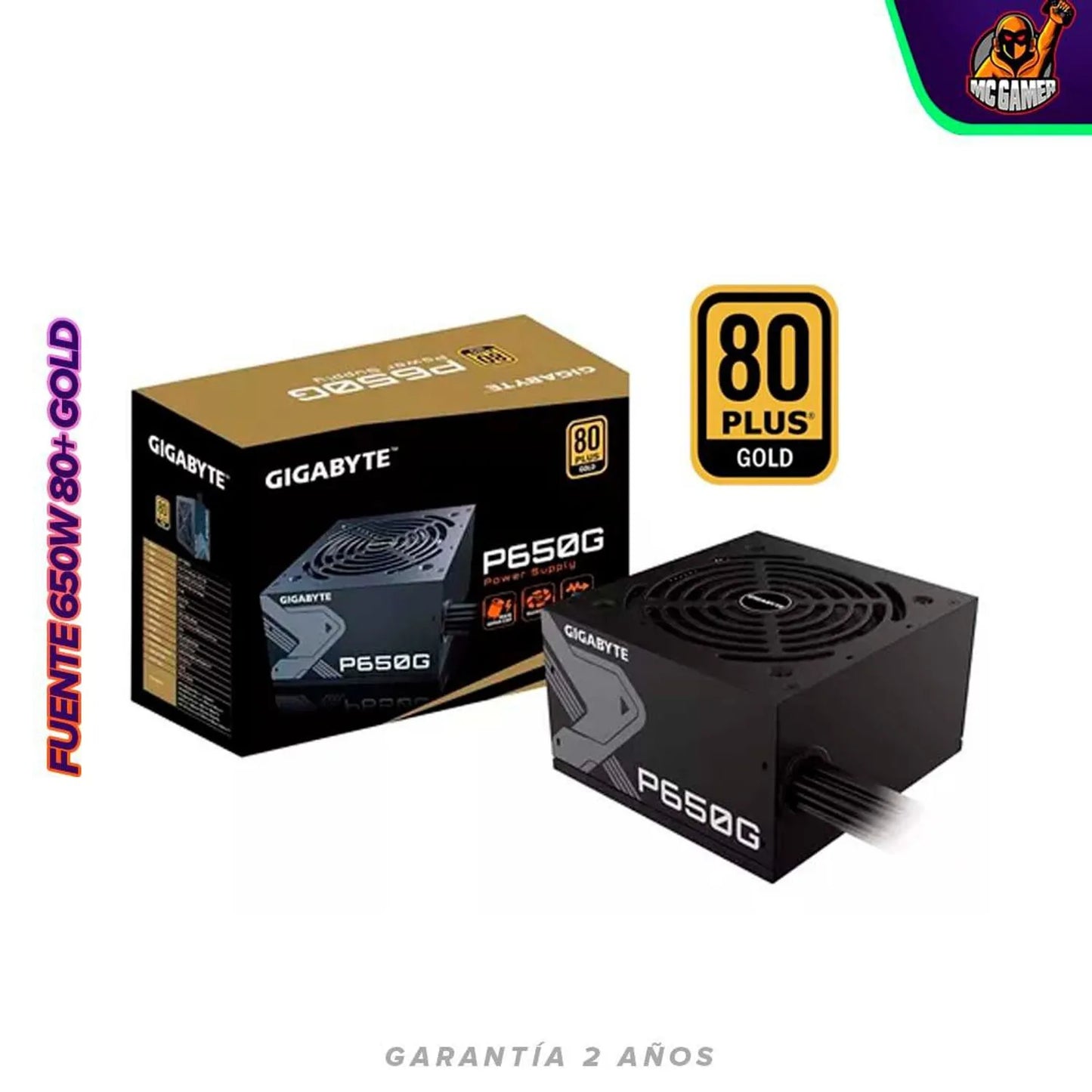 FUENTE DE PODER GIGABYTE P650G 650W 80+ GOLD CERTIFICADA Y SEGURA