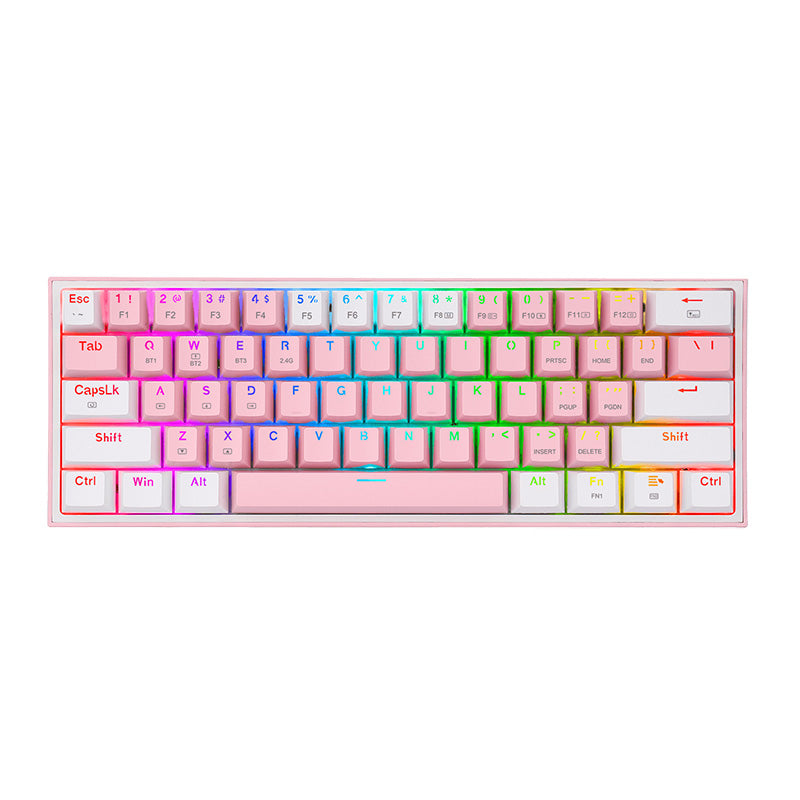 TECLADO MECANICO REDRAGON K616-RGB-SP PW FIZZ PRO 60% SWITCH RED - ROSADO-BLANCО
