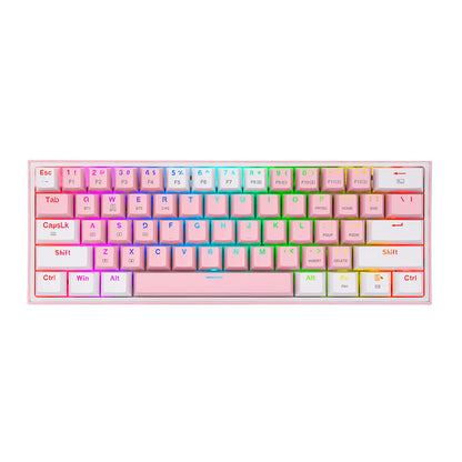 TECLADO MECANICO REDRAGON K616-RGB-SP PW FIZZ PRO 60% SWITCH RED - ROSADO-BLANCО