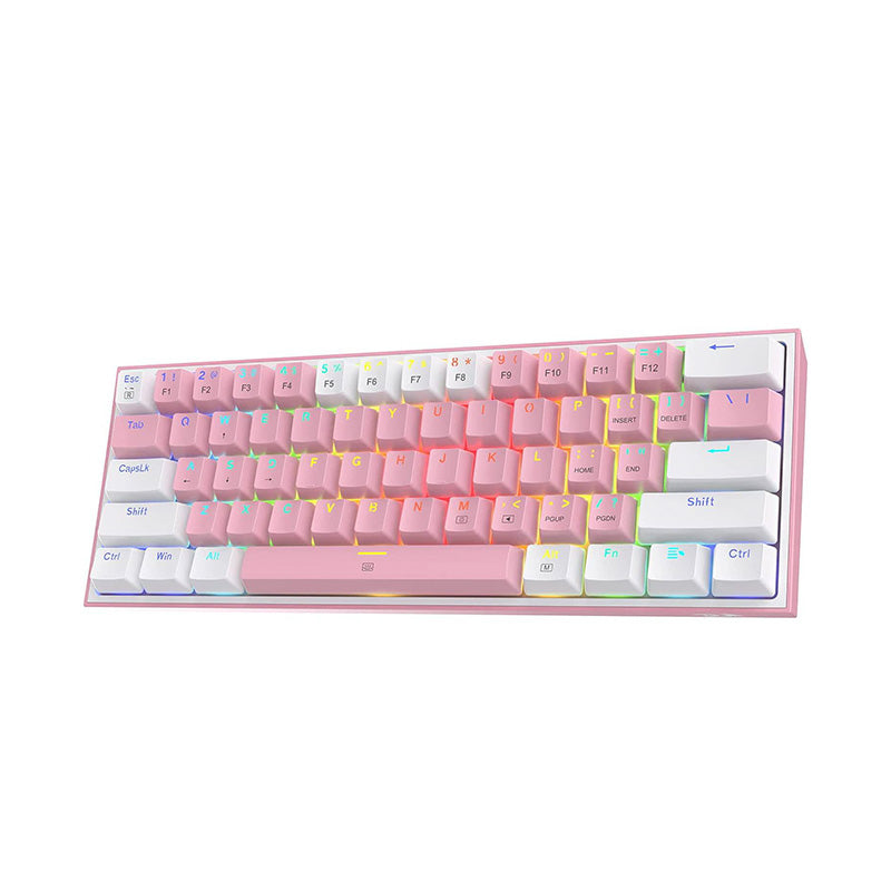 TECLADO MECANICO REDRAGON K616-RGB-SP PW FIZZ PRO 60% SWITCH RED - ROSADO-BLANCО
