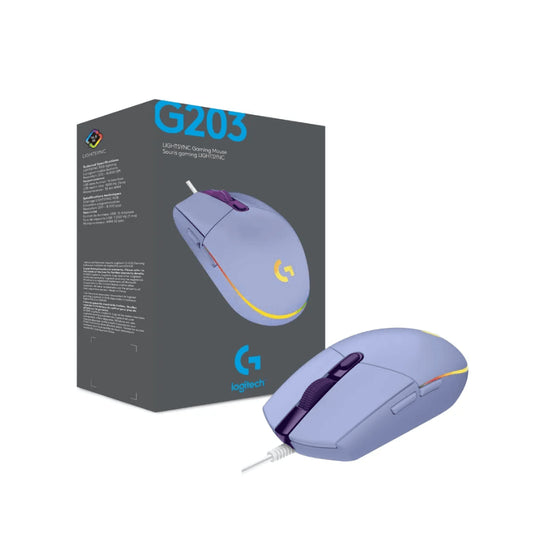 Mouse Logitech G203 Lila / Gamer Alámbrico / 8,000 DPI / RGB LIGHTSYNC / 6 Botones