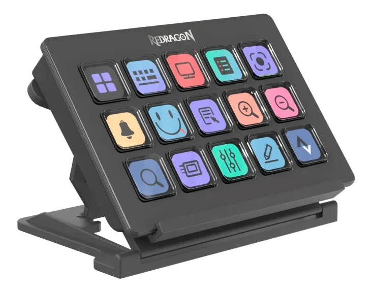 BOTONERA DIGITAL REDRAGON SS550 STREAMCRAFT  15 BOTONES LCD  NEGRO