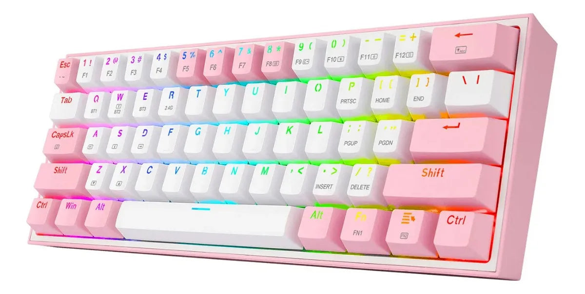 TECLADO MECANICO REDRAGON K616-RGB FIZZ PRO 60% / SWITCH RED / BLANCO - ROSA