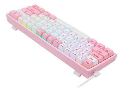 TECLADO MECANICO REDRAGON K616-RGB FIZZ PRO 60% / SWITCH RED / BLANCO - ROSA