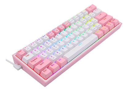 TECLADO MECANICO REDRAGON K616-RGB FIZZ PRO 60% / SWITCH RED / BLANCO - ROSA