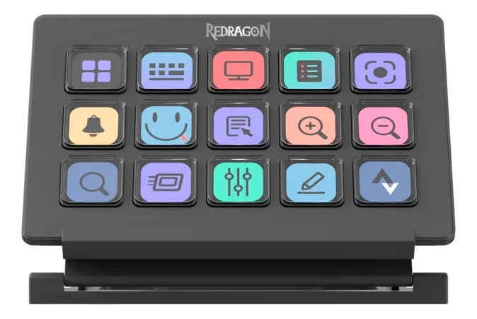 BOTONERA DIGITAL REDRAGON SS550 STREAMCRAFT  15 BOTONES LCD  NEGRO