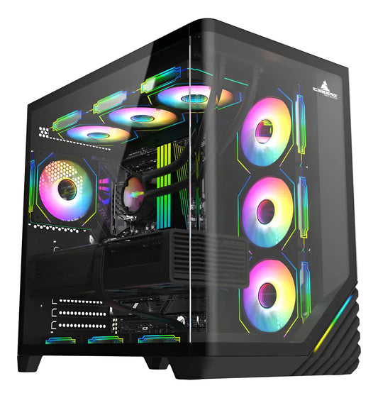 Chasis Iceberg Crystal Cube / 7 Ventiladores ARGB / Black / ATX – Micro ATX – Mini ITX