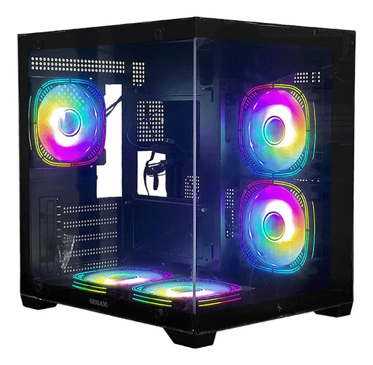 CHASIS PECERA W27 MINI 5 FANS RGB / BLACK PW