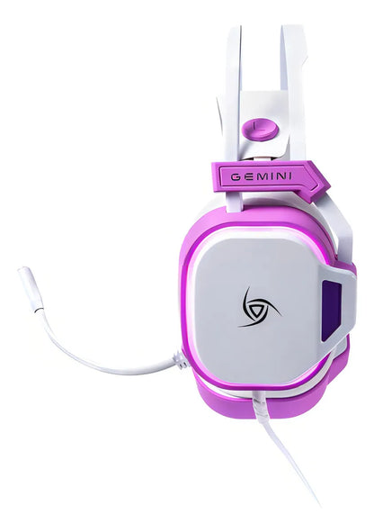 Diadema Gamer VSG Gemini Black-White | Conexión USB + 3.5mm | LED RGB | Micrófono Flexible | PC y Consolas