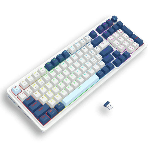 TECLADO INALAMBRICO MECANICO REDRAGON EISA PRO RGB BLANCO Y AZUL SWITCH RED