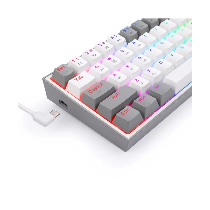 TECLADO MECANICO REDRAGON K616-RGB FIZZ PRO 60% / SWITCH RED / BLANCO - GRIS