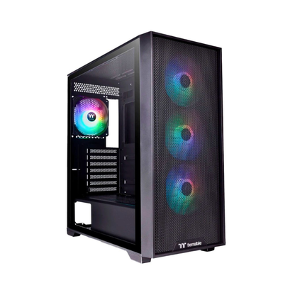 CHASIS THERMALTAKE H390 TG BLACK / 4 FANS ARGB + FUENTE 750W BRONCE