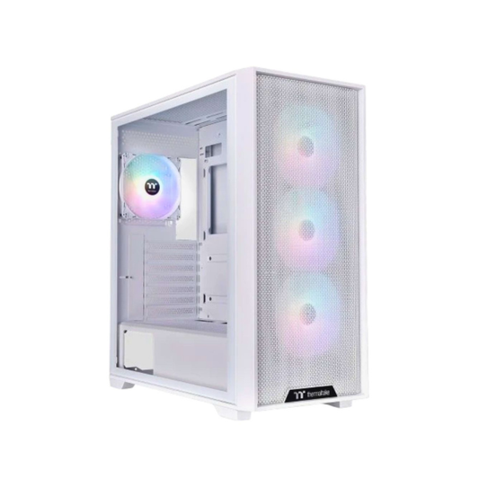 CHASIS THERMALTAKE H390 TG WHITE / 4 FANS  + FUENTE 750W BRONCE