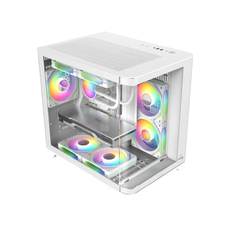 CHASIS ICEBERG CRYSTAL WAVE L BLANCO 7 VENTILADORES ARGB
