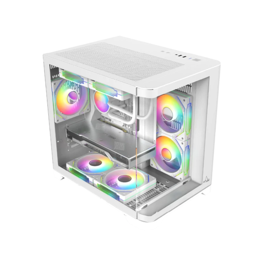 CHASIS ICEBERG CRYSTAL WAVE L BLANCO 7 VENTILADORES ARGB