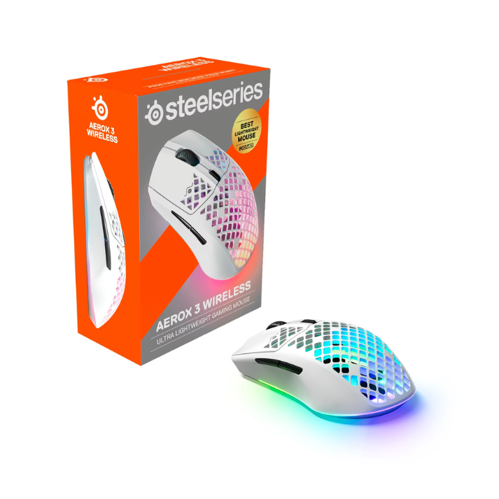 MOUSE STEELSERIES AEROX 3 ULTRA  LIGHTWEIGHT GAMING  USB TIPO C ÓPTICO 8500 DPI WHITE