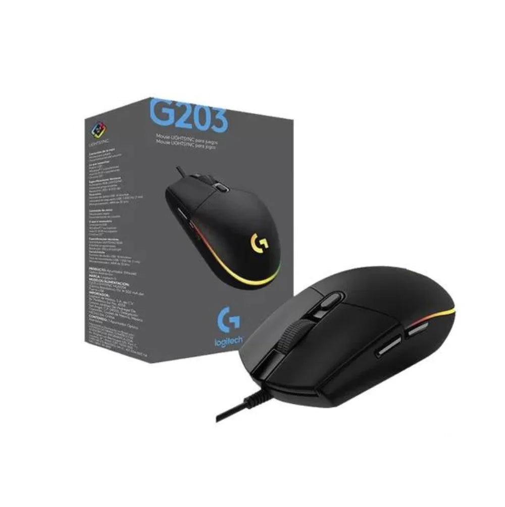 Mouse Logitech G203 Black – Gamer Alámbrico / 6 Botones / 8,000 DPI