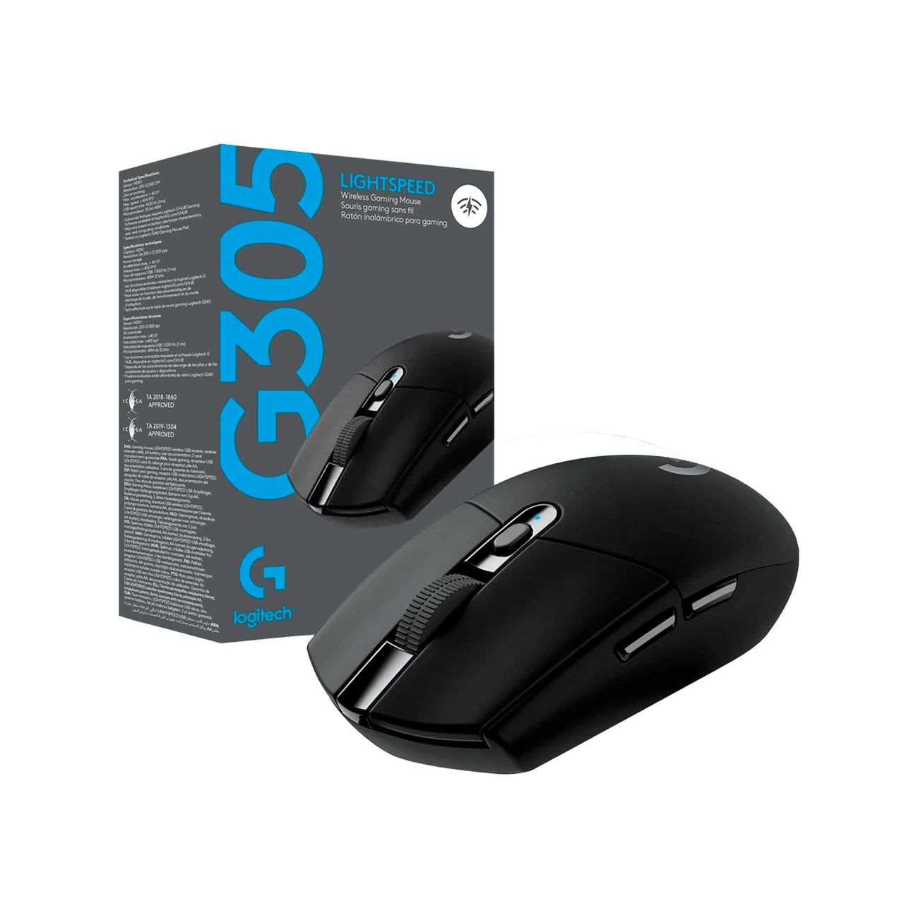 Mouse Logitech G305 Black / Gamer Inalámbrico / Sensor HERO 12K / 6 Botones