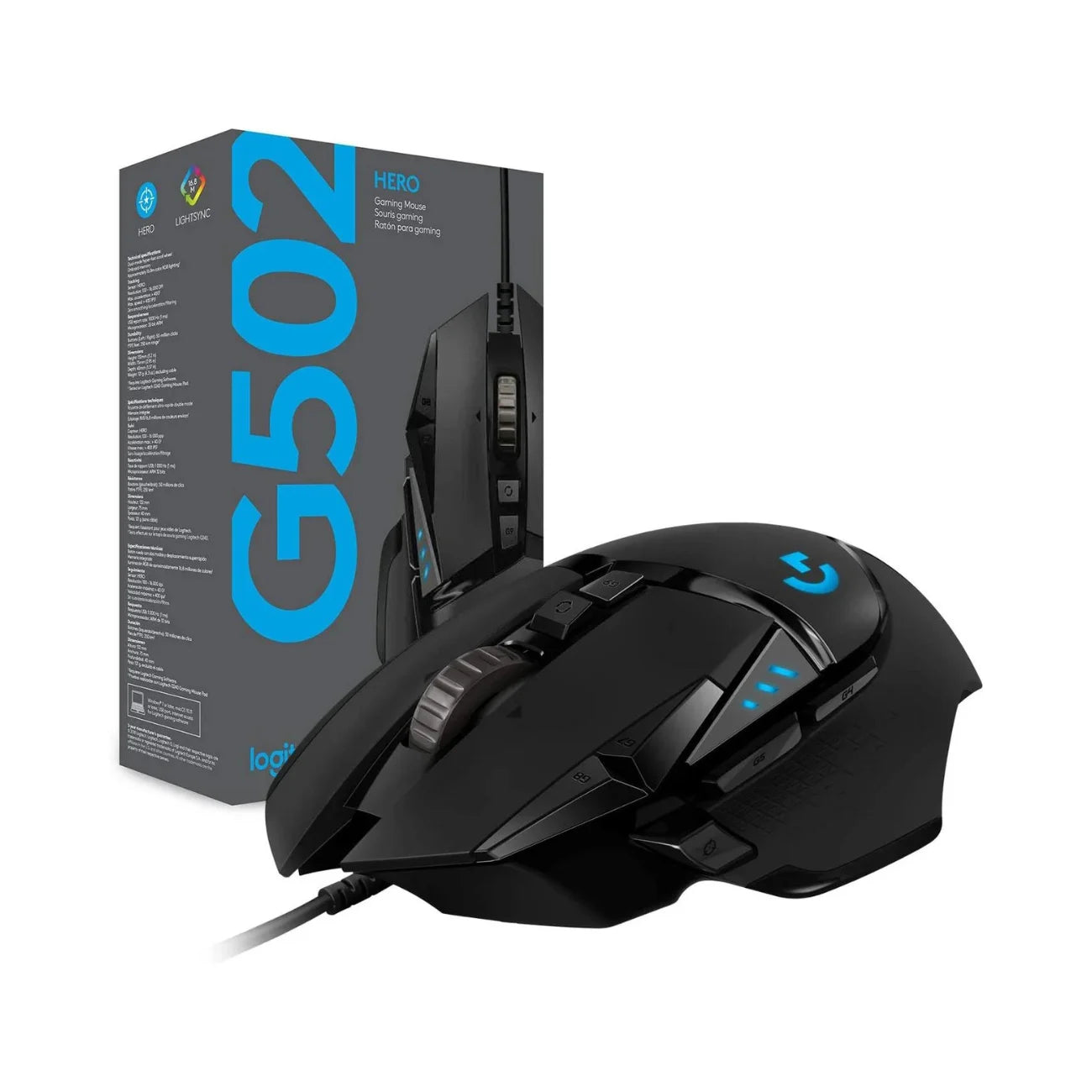 Mouse Logitech G502 HERO Black / Gamer Alámbrico / Sensor HERO 25K / 11 Botones