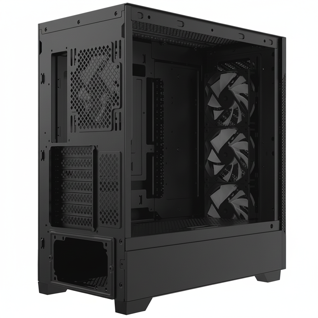 CHASIS GAMER XPG STARKER AIR BTF BLACK | 4 VENTILADORES ARGB | ALTO FLUJO DE AIRE