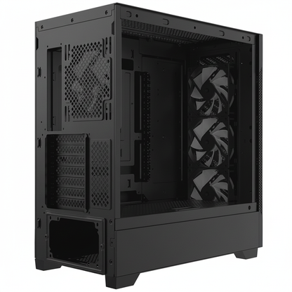 CHASIS GAMER XPG STARKER AIR BTF BLACK | 4 VENTILADORES ARGB | ALTO FLUJO DE AIRE