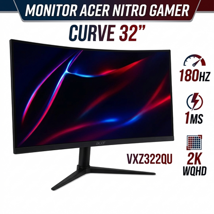 MONITOR ACER NITRO GAMER  CURVE  32" VXZ322QU / 180HZ / 1MS / 2K  WQHD