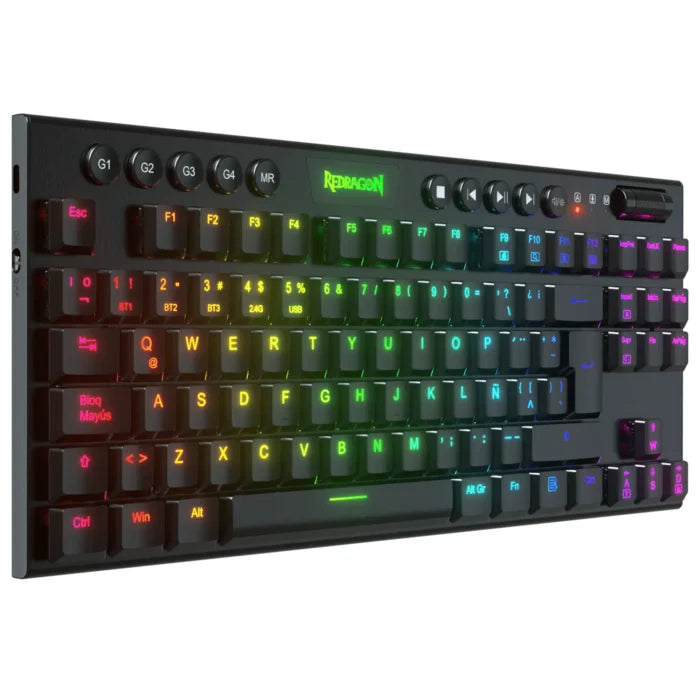 TECLADO MECANICO REDRAGON HORUS TKL K621-RGB  TIPO SWITCH RED / 75% / INALAMBRICO / NEGRO