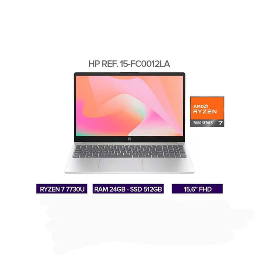 Portátil HP 15-FC0012LA | AMD Ryzen 7 7730U | 24GB RAM | 512GB SSD | Pantalla 15.6” FHD | Windows 11 Preinstalado
