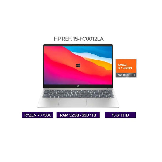 Portátil HP 15-FC0012LA | AMD Ryzen 7 7730U | 32GB RAM | 1TB SSD | Pantalla 15.6” FHD | Windows 11 Preinstalado