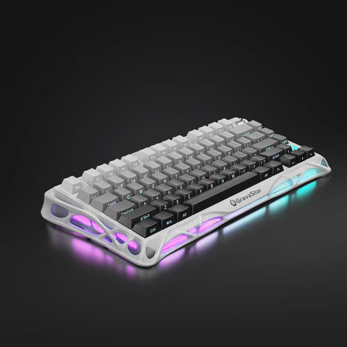 TECLADO GRAVASTAR MERCURY K1 – GRADIENT WHITE 75% WIRELESS MECHANICAL GAMING KEYBOARD