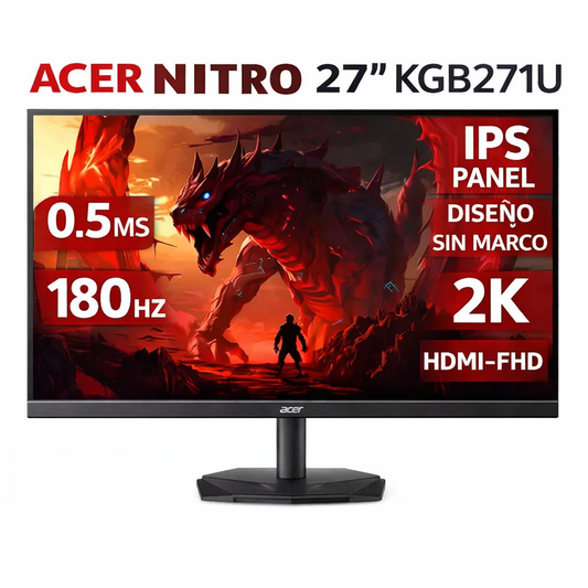 MONITOR ACER NITRO 27" KGB271U  / 0.5MMS -180HZ  / 2K / HDMI-FHD / IPS PANEL  - DISEÑO SIN MARCO