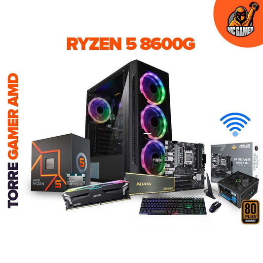 PC GAMER AMD R5 8600G/ BOARD ASUS PRIME B650M WI-FI / RAM DDR5 16GB DDR5-5600GHZ / SSD 1TB / CHASIS 4FANS / FUENTE 700W 80+ BRONZE