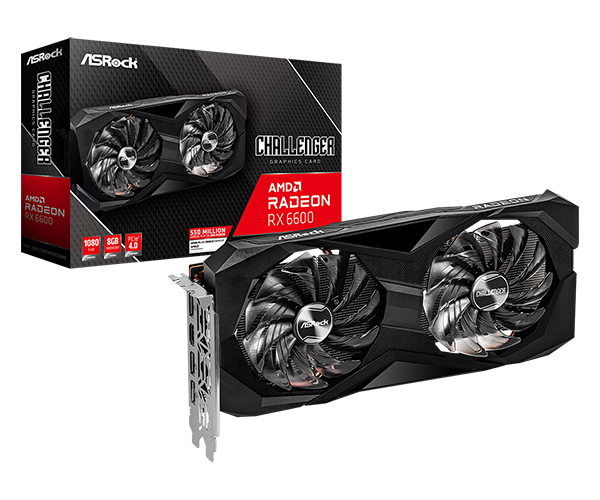 TARJETA GRAFICA ASROCK AMD RADEON RX 6600 8GB /GDDR6 / 2 FANS / BLACK