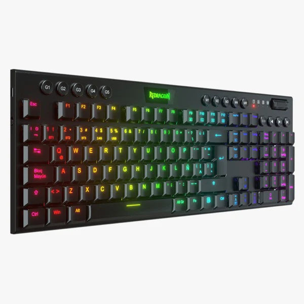 TECLADO MECANICO REDRAGON HORUS K618-RGB SWITCH RED / 100% / INALAMBRICO / NEGRO