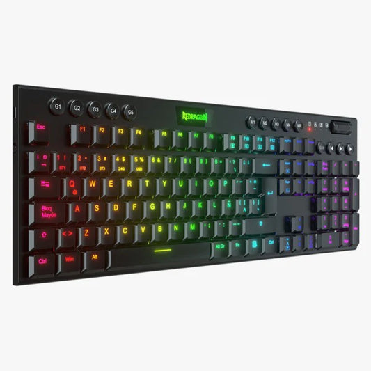 TECLADO MECANICO REDRAGON HORUS K618-RGB SWITCH RED / 100% / INALAMBRICO / NEGRO