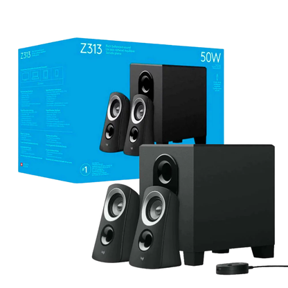 PARLANTES LOGITECH Z313 2.1 DE 25W RMS CON SUBWOOFER POTENTE | SONIDO ENVOLVENTE PARA PC, PORTÁTIL Y ENTRETENIMIENTO