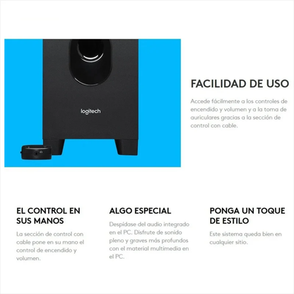 PARLANTES LOGITECH Z313 2.1 DE 25W RMS CON SUBWOOFER POTENTE | SONIDO ENVOLVENTE PARA PC, PORTÁTIL Y ENTRETENIMIENTO