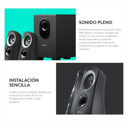 PARLANTES LOGITECH Z313 2.1 DE 25W RMS CON SUBWOOFER POTENTE | SONIDO ENVOLVENTE PARA PC, PORTÁTIL Y ENTRETENIMIENTO