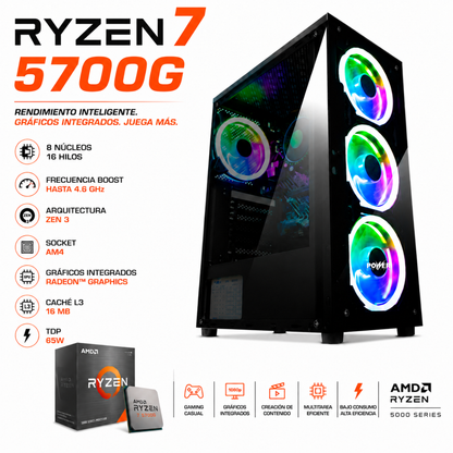 PC GAMER - RYZEN 7 5700G - MONITOR 24" FHD 144Hz / COMBO GAMER