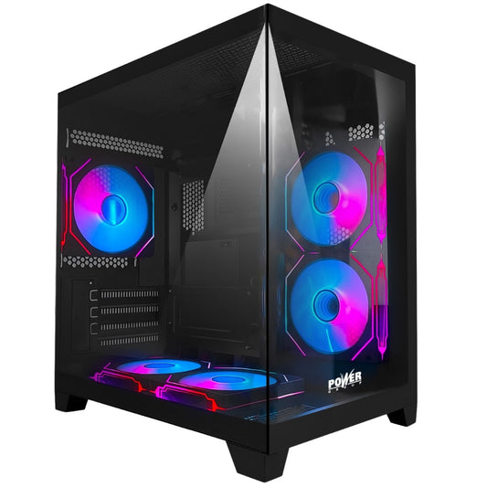 CHASIS PECERA W27 MINI 5 FANS RGB / BLACK PW