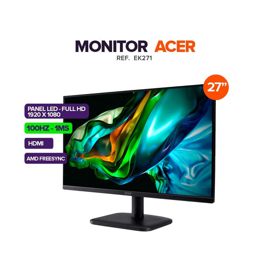 Monitor Gamer Acer Nitro EK271 27” FHD IPS 100Hz 1ms HDMI Sin Marco