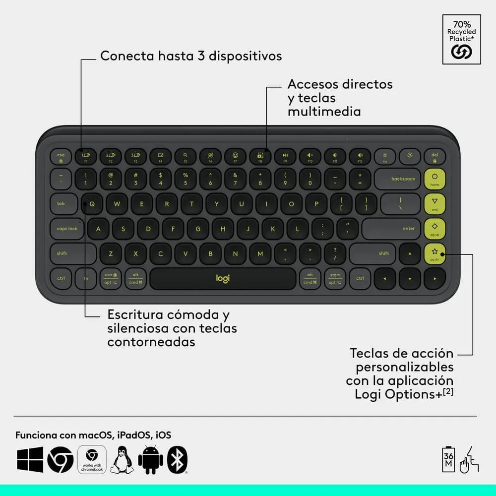 COMBO LOGITECH TECL + MOUSE POP ICON BLUETOOH / BLACK
