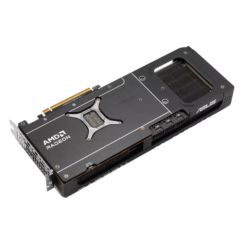 ASUS Prime Radeon RX 9070 XT OC Edition cuenta con tres ventiladores axial-tech y una almohadilla térmica GPU de cambio de fase para una refrigeración suprema.